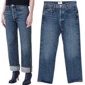 Agolde Fran Low-Slung Relaxed-Leg Cuffed Straight Jeans in Dwell Women's Size 26